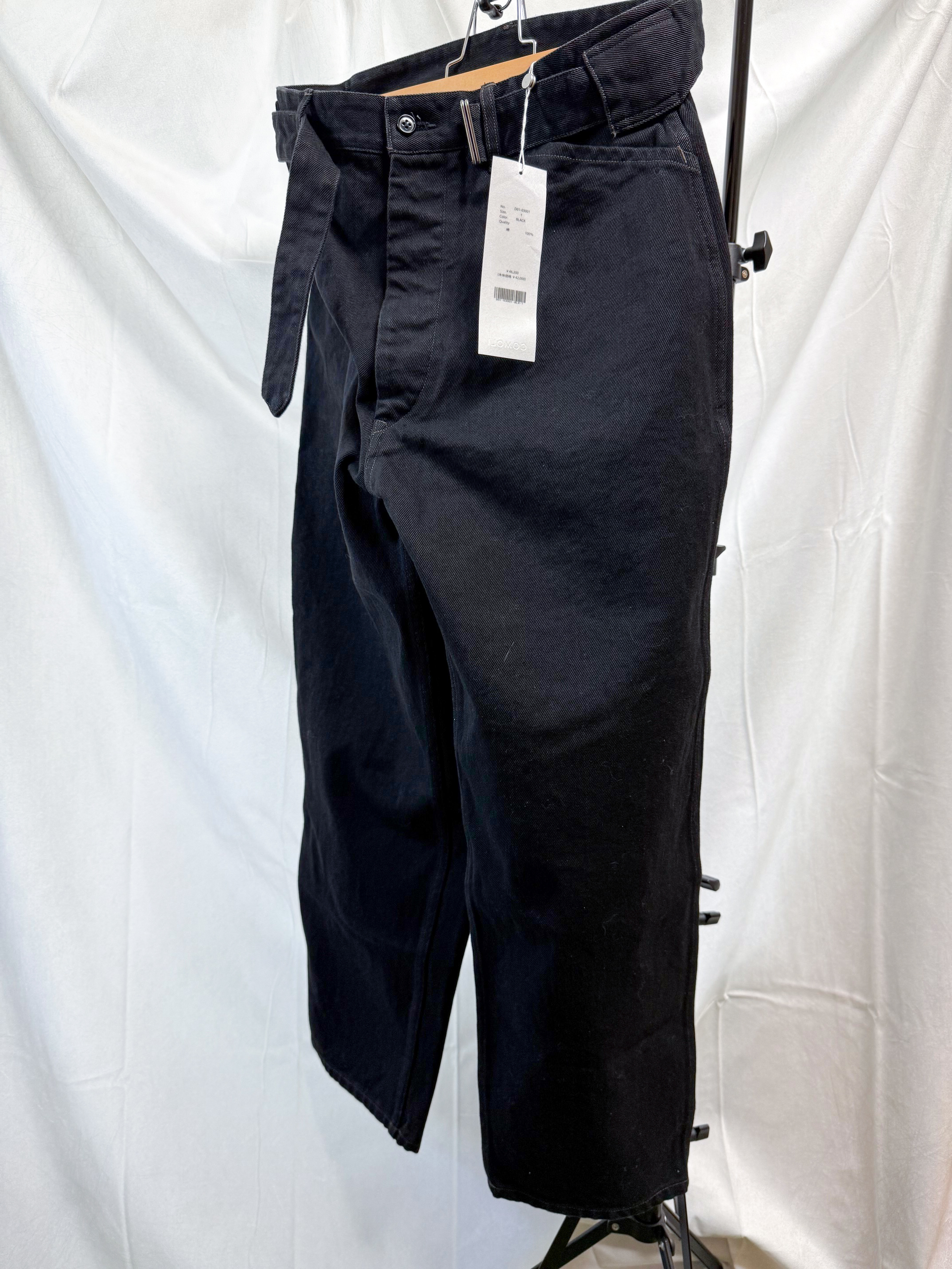 26SSブラックデニム ベルテッドパンツ